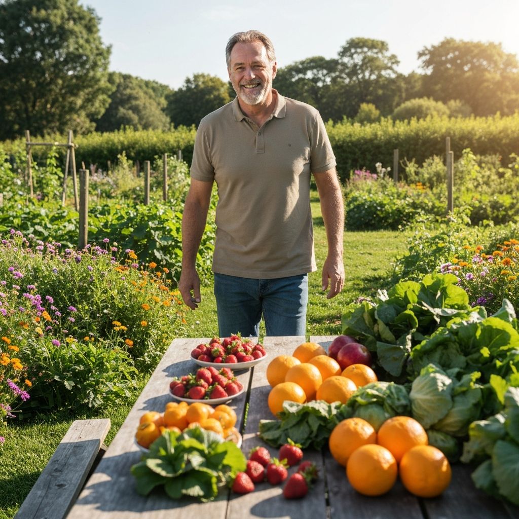 Man in outdoor setting enjoying healthy activities with natural scenery